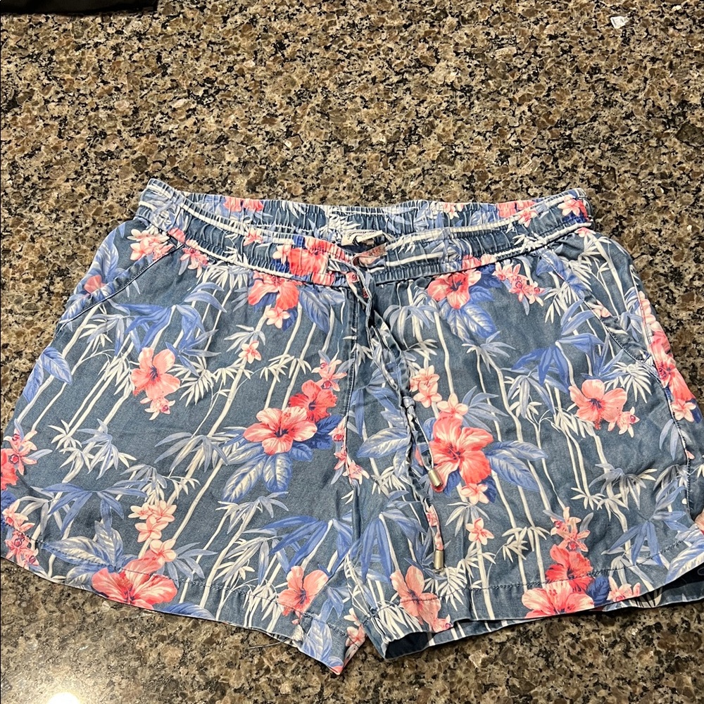 Tommy Bahama Blue and Pink Floral High Waist Shorts
